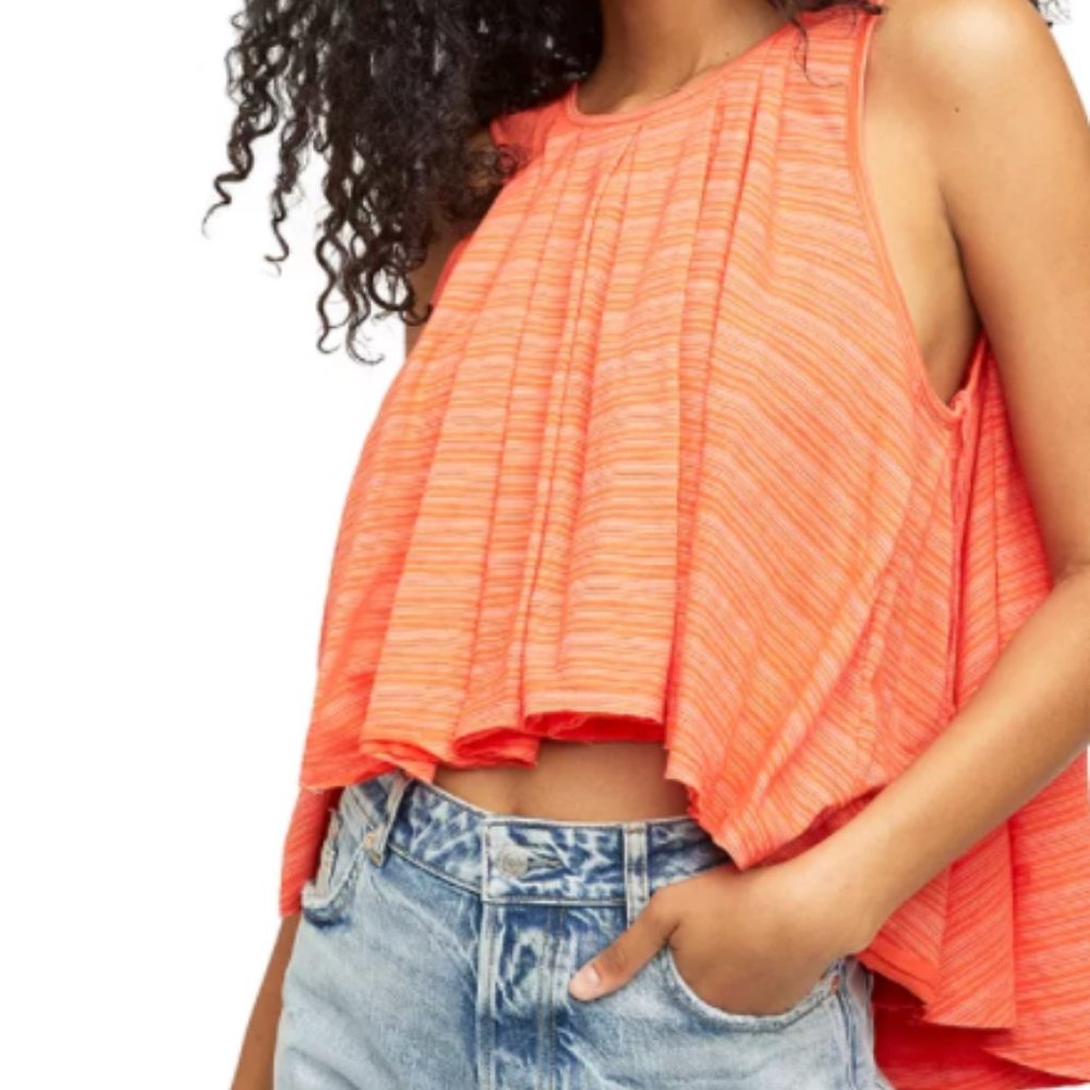 Free People Turn It Up Tank Orange Tunic Large NWT